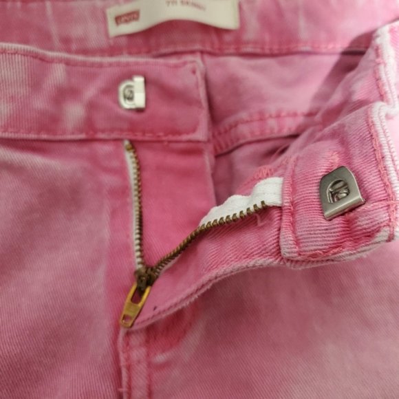Levi's Hot Pink Acid Wash 711 Skinny Jeans Girls Size 14 Adjustable Waist - Picture 6 of 8